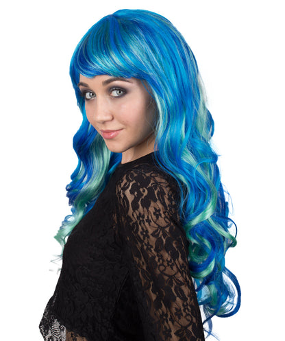 blue wavy wig