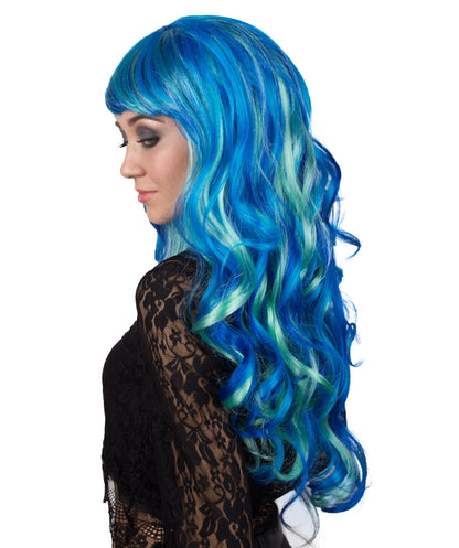 blue wavy wig