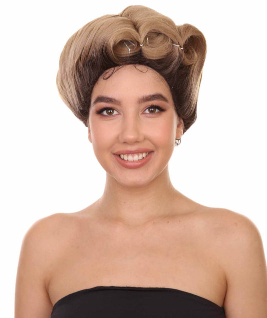 Women's 13" Inch Medium Length Curled 360 Lace Front Natural Brown Bouffant Drag Beauty Wig