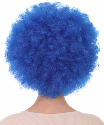 Unisex Blue Afro Clown Wig | Jumbo Curly Halloween Wig | Premium Breathable Capless Cap