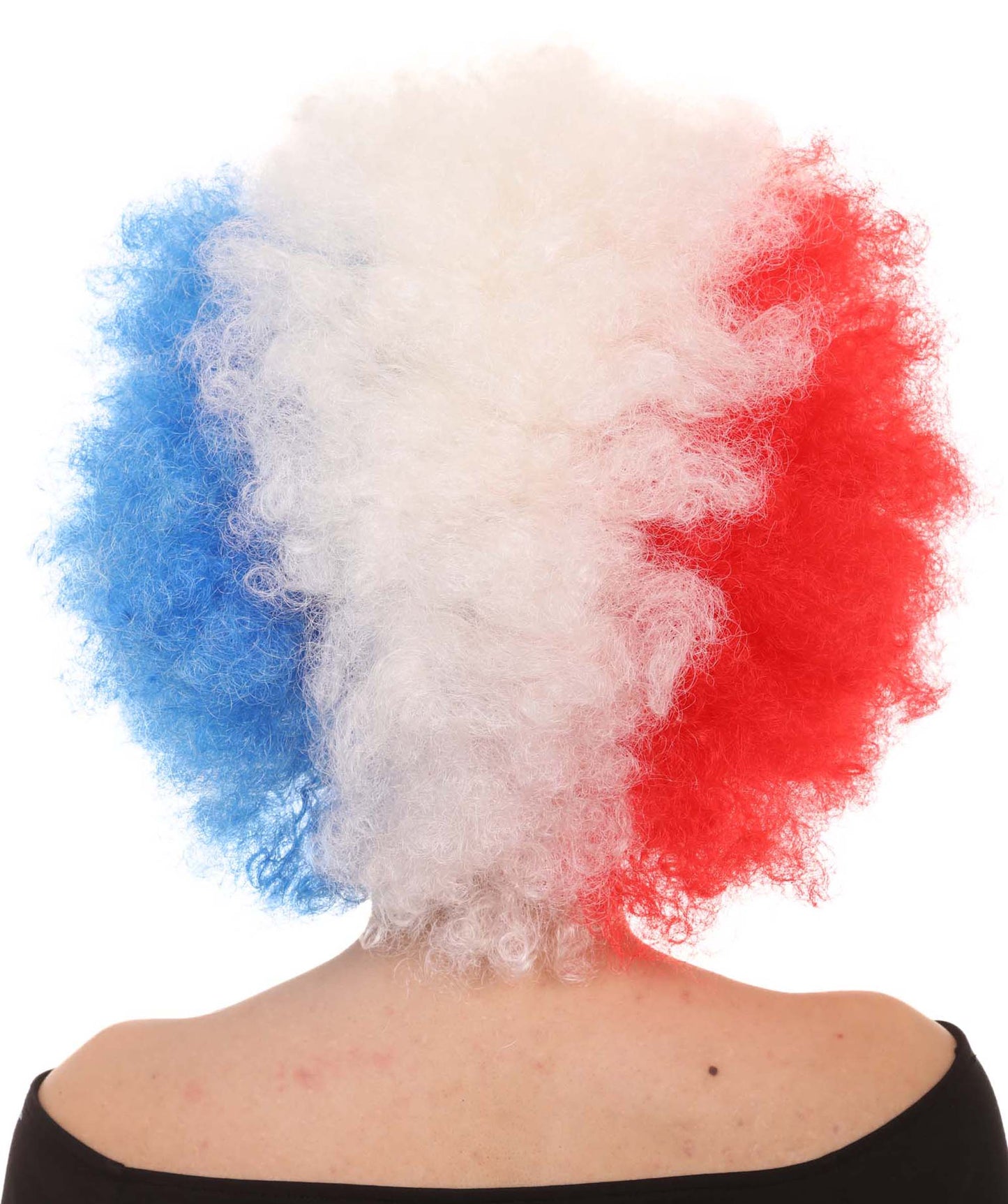 France National Flag Afro Wig | National Pride Patriotic Halloween Hair| Premium Breathable Capless Cap