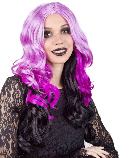 Women's Purple Gradient Color Curly Medium Length Trendy Wig