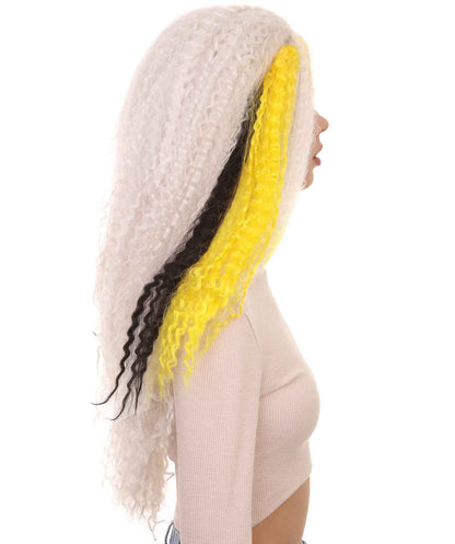 HPO Women's New Electrified Frankie White Wig-HW-1428 | | White Long Curly Wig |