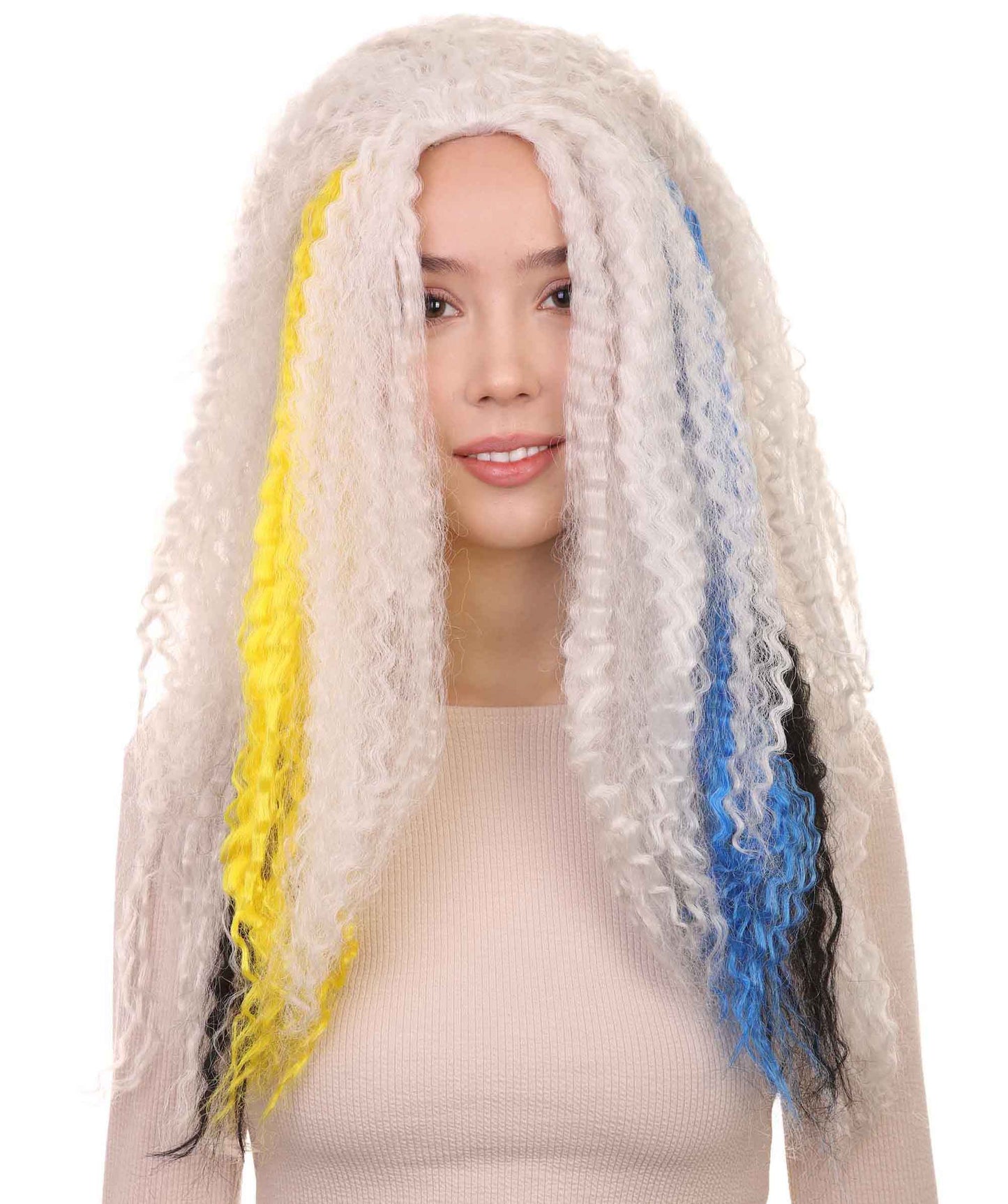 HPO Women's New Electrified Frankie White Wig-HW-1428 | | White Long Curly Wig |