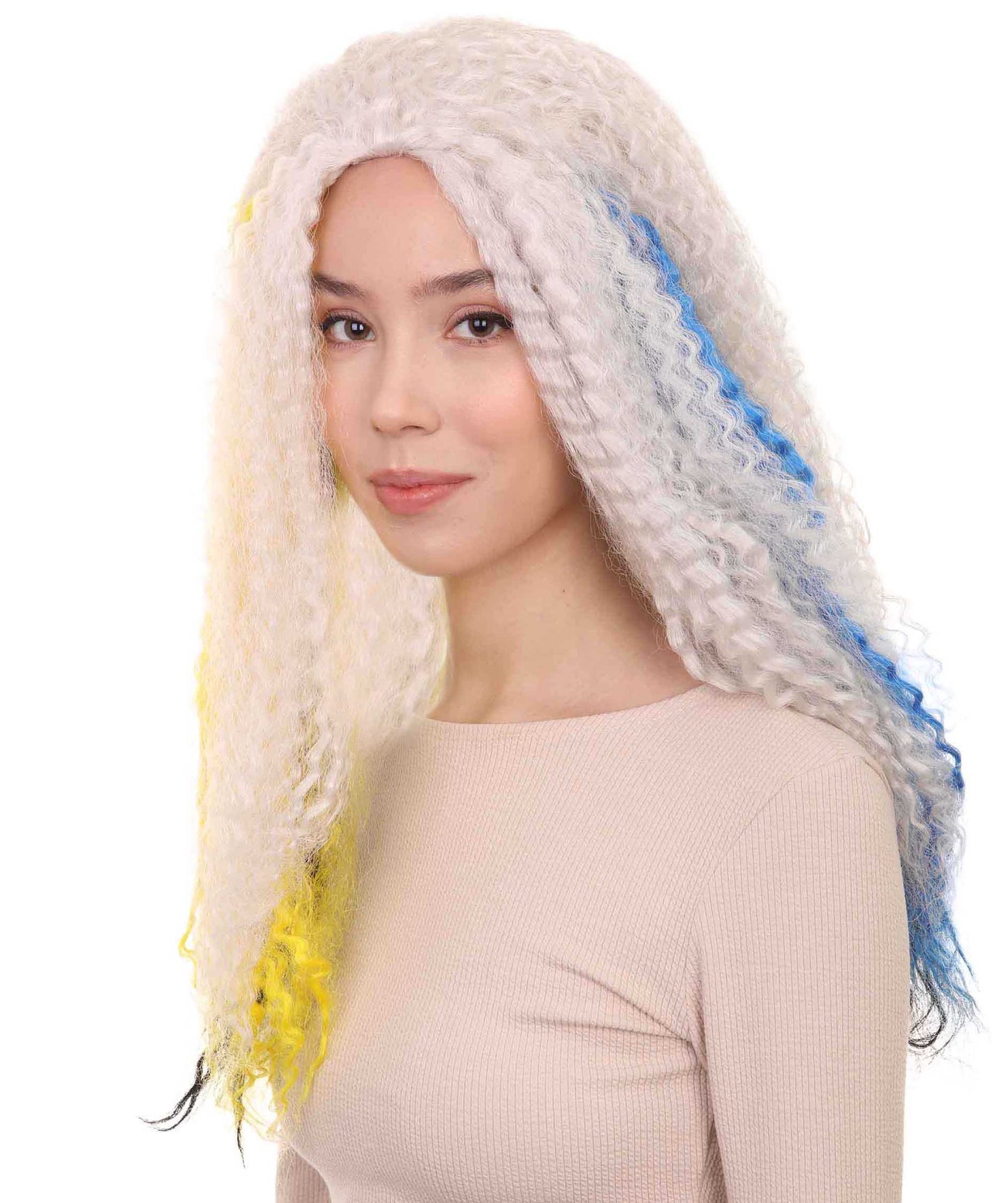 HPO Women's New Electrified Frankie White Wig-HW-1428 | | White Long Curly Wig |