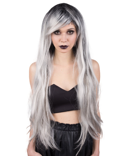 Grey Shadow | Women's Grey Color Straight Long Length Trendy Grey Shadow Wig