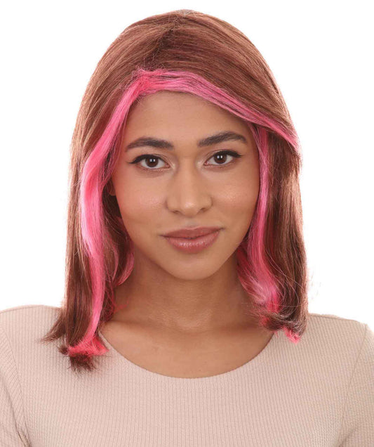 Women's  Brown & Pink Party Wigs