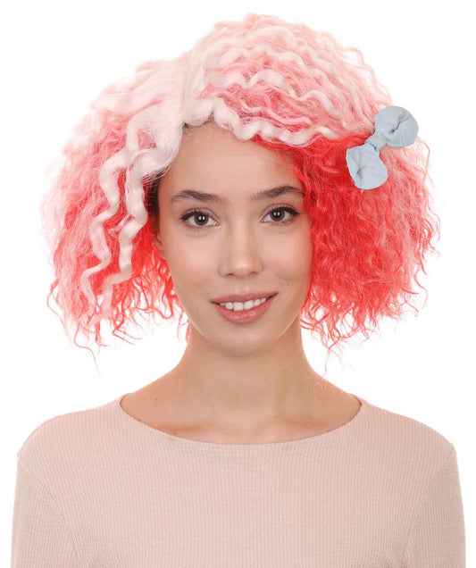 Pink White Ombre Curly Doll Wig