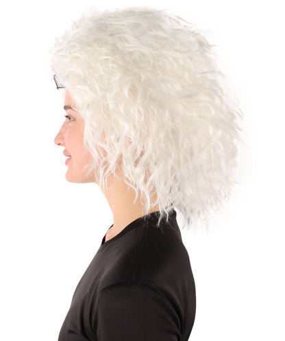 Women’s Black & White Two-toned Curly Wig | Breathable Capless Cap | Flame-retardant Synthetic Fiber