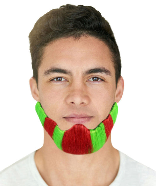 Mens Full Beard | Green & Red