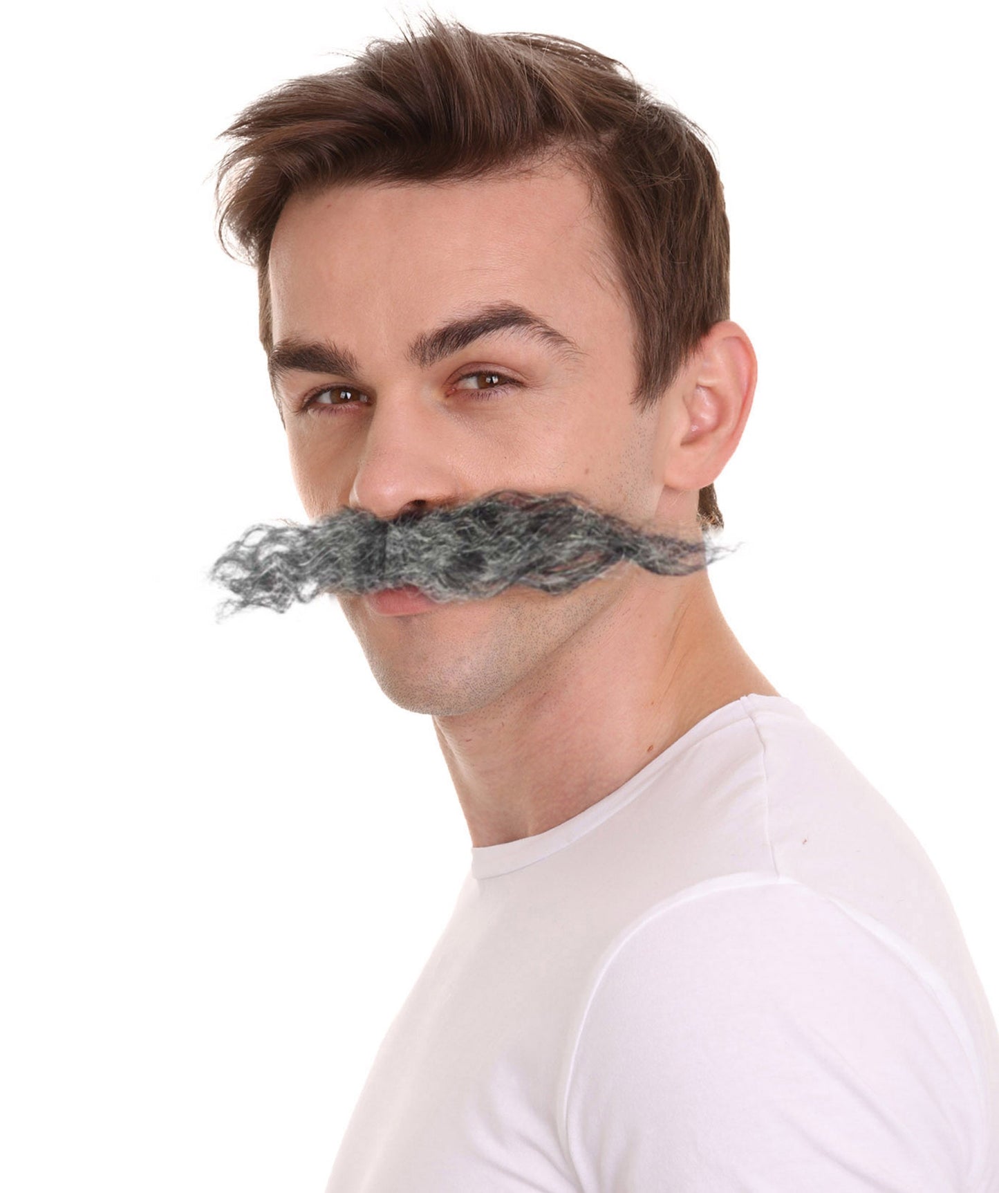 Men's Doctor Video Game Supervillain Long Curly Mustache| Multiple Color Options