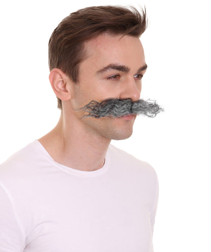 Men's Doctor Video Game Supervillain Long Curly Mustache| Multiple Color Options