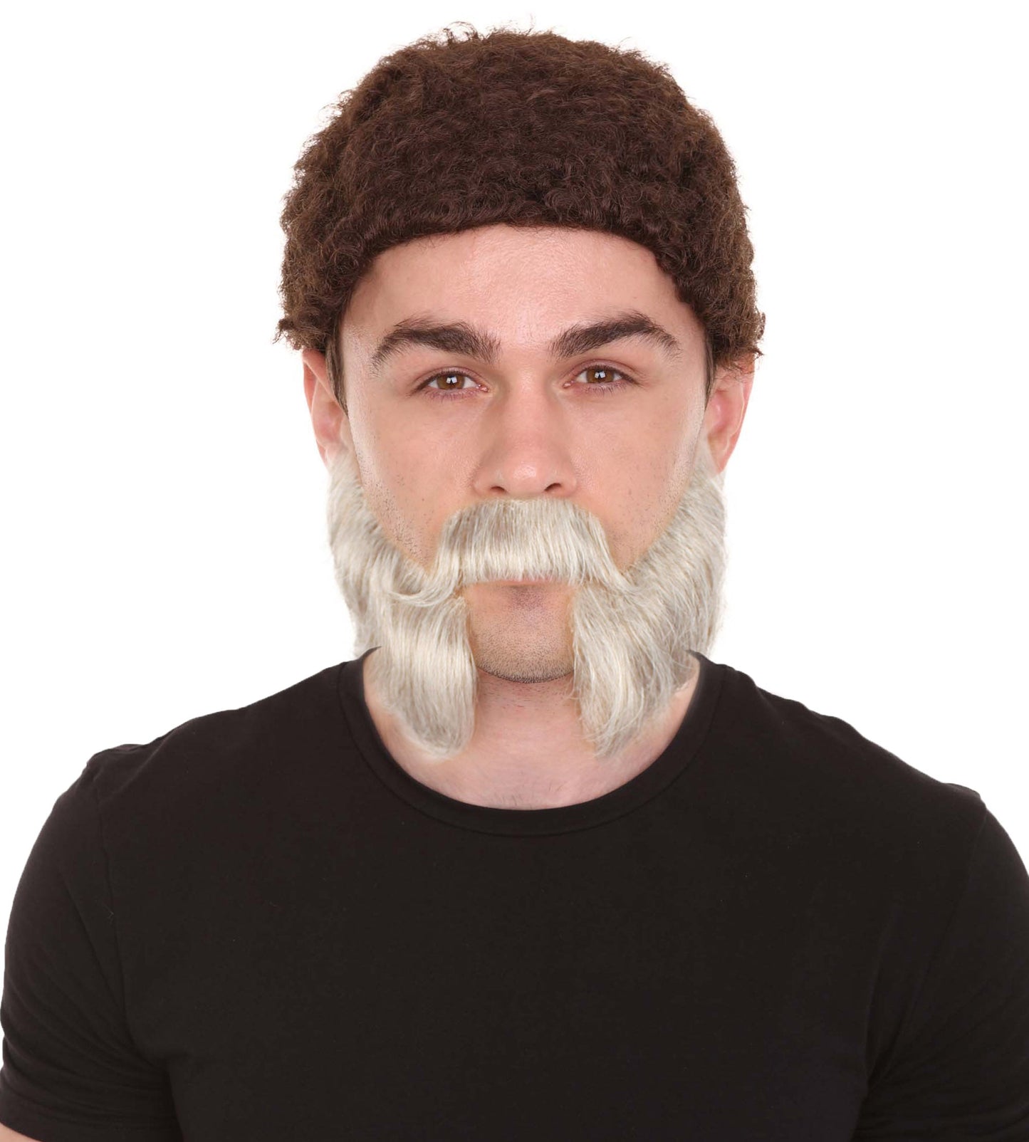 Men's Silver Grey Mutton Chops False Beard, High Quality Synthetic Fiber