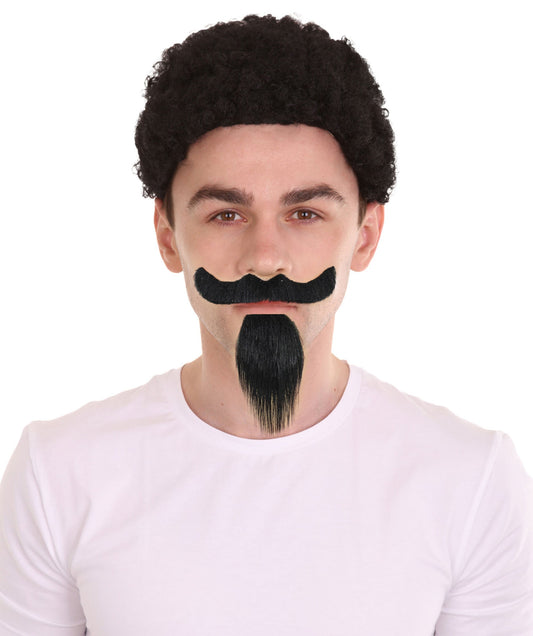 Men’s Van Dyke Beard And Mustache Set | Adhesive Strip for Comfortable Fit | Flame-retardant Synthetic FIber