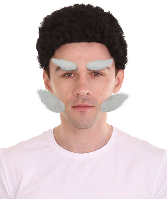 Men's White Tv/ Movie Sideburn and Eyebrows | Best for Halloween | Flame-retardant Synthetic Material
