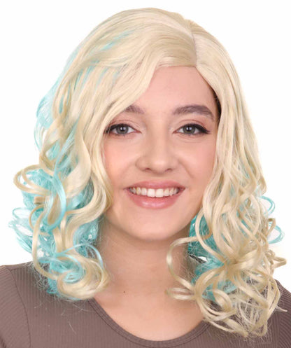 Women's Monster Animated Blue Wig , Gold Sky Blue Fancy Halloween Wig , Premium Breathable Capless Cap