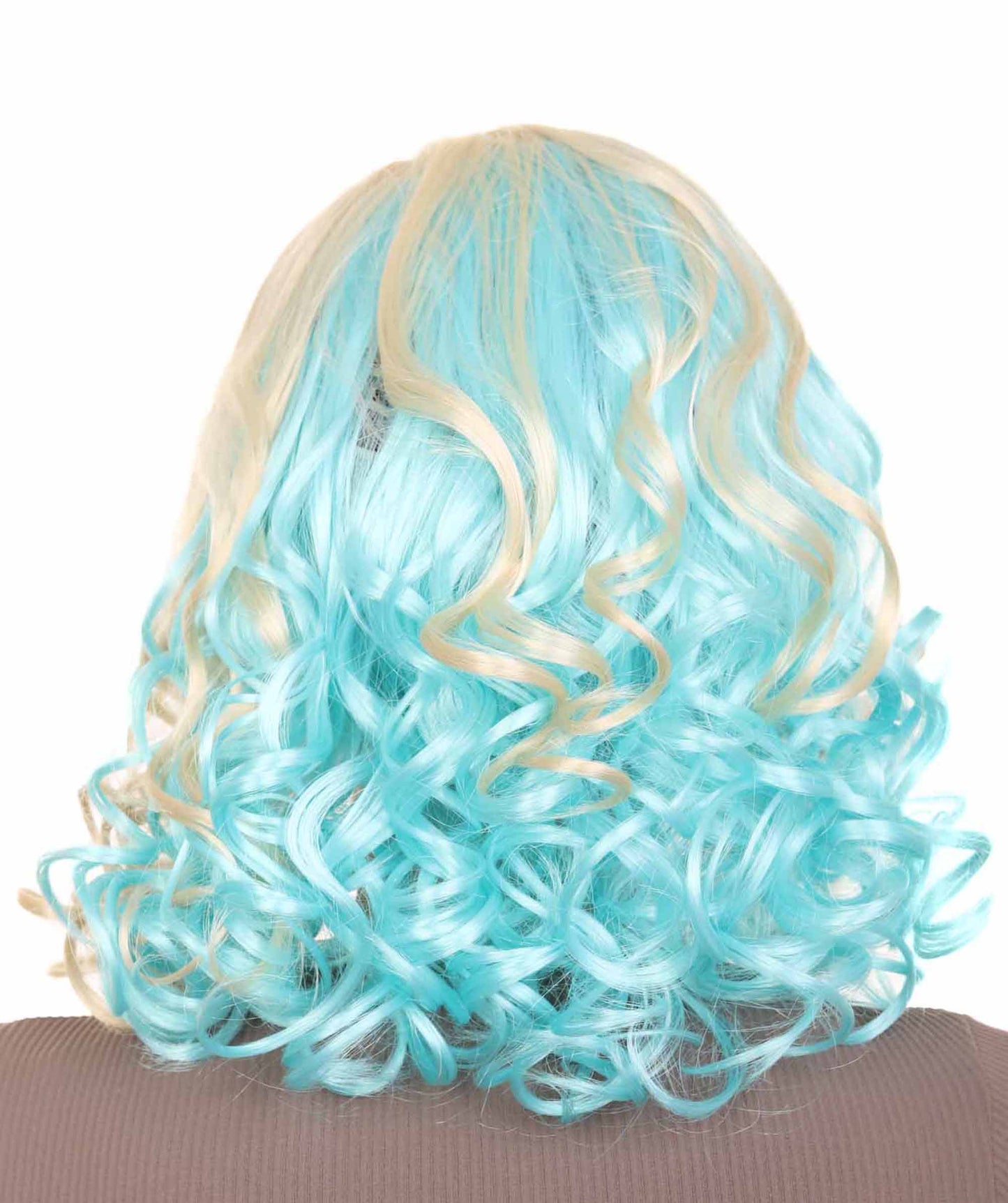 Women's Monster Animated Blue Wig , Gold Sky Blue Fancy Halloween Wig , Premium Breathable Capless Cap