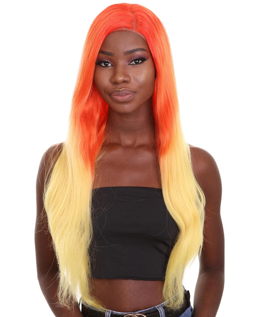 Women's 23" In. American Singer and Rapper Inspired Wig - Long Length Tropical Gradient Hair - Lace Front Heat Resistant Fibers | Nunique