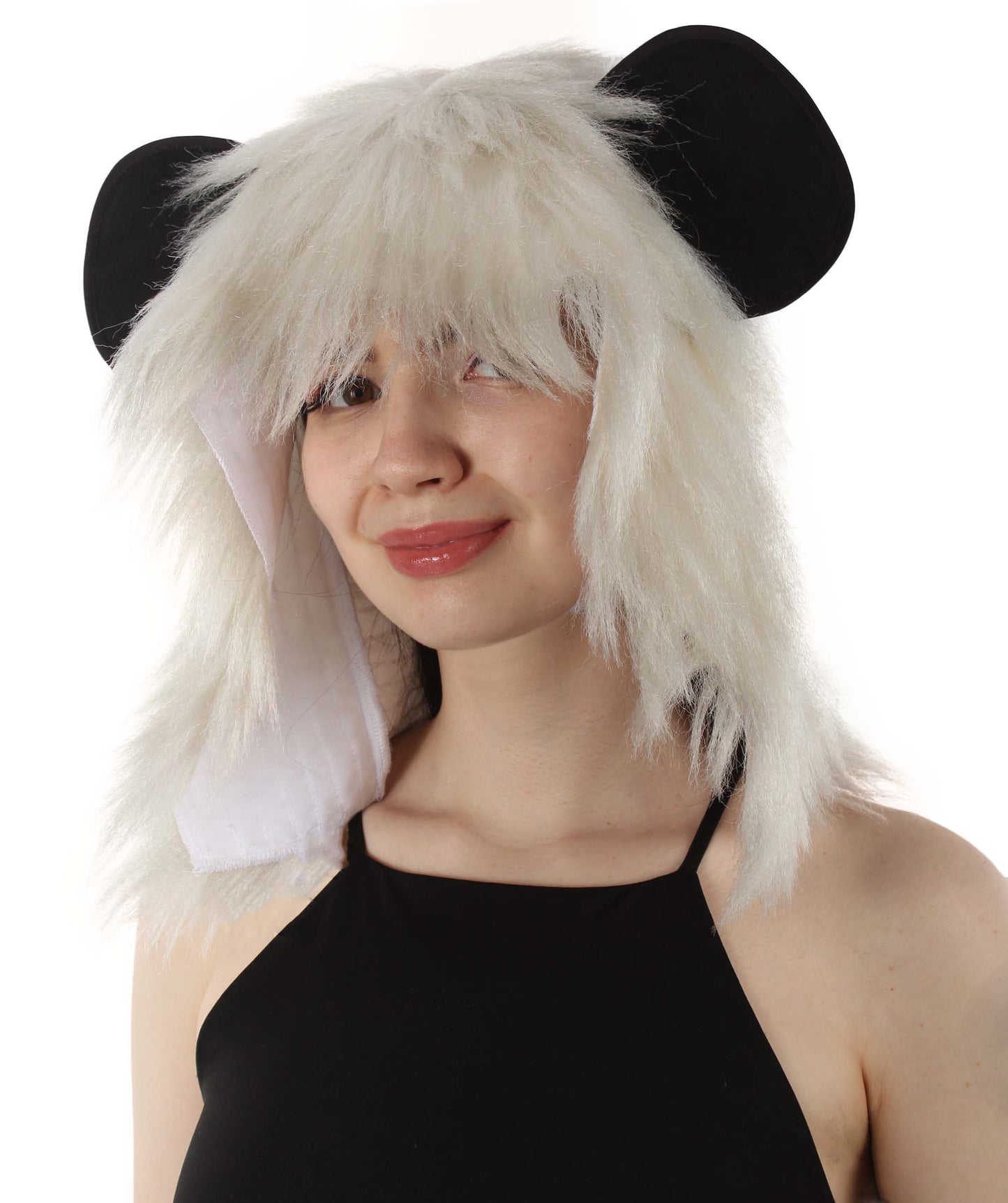 HPO White and Black Panda wig - Long Synthetic Fibers