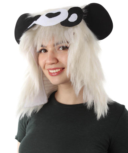 HPO White and Black Panda wig with Hoodie - Long Synthetic Fibers