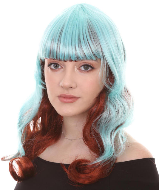 Long Wavy Blue & Brown Wig