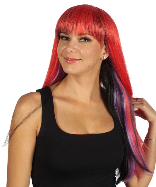 Womens Red & Black Temptress Wig | Party Ready Halloween Wig | Premium Breathable Capless Cap