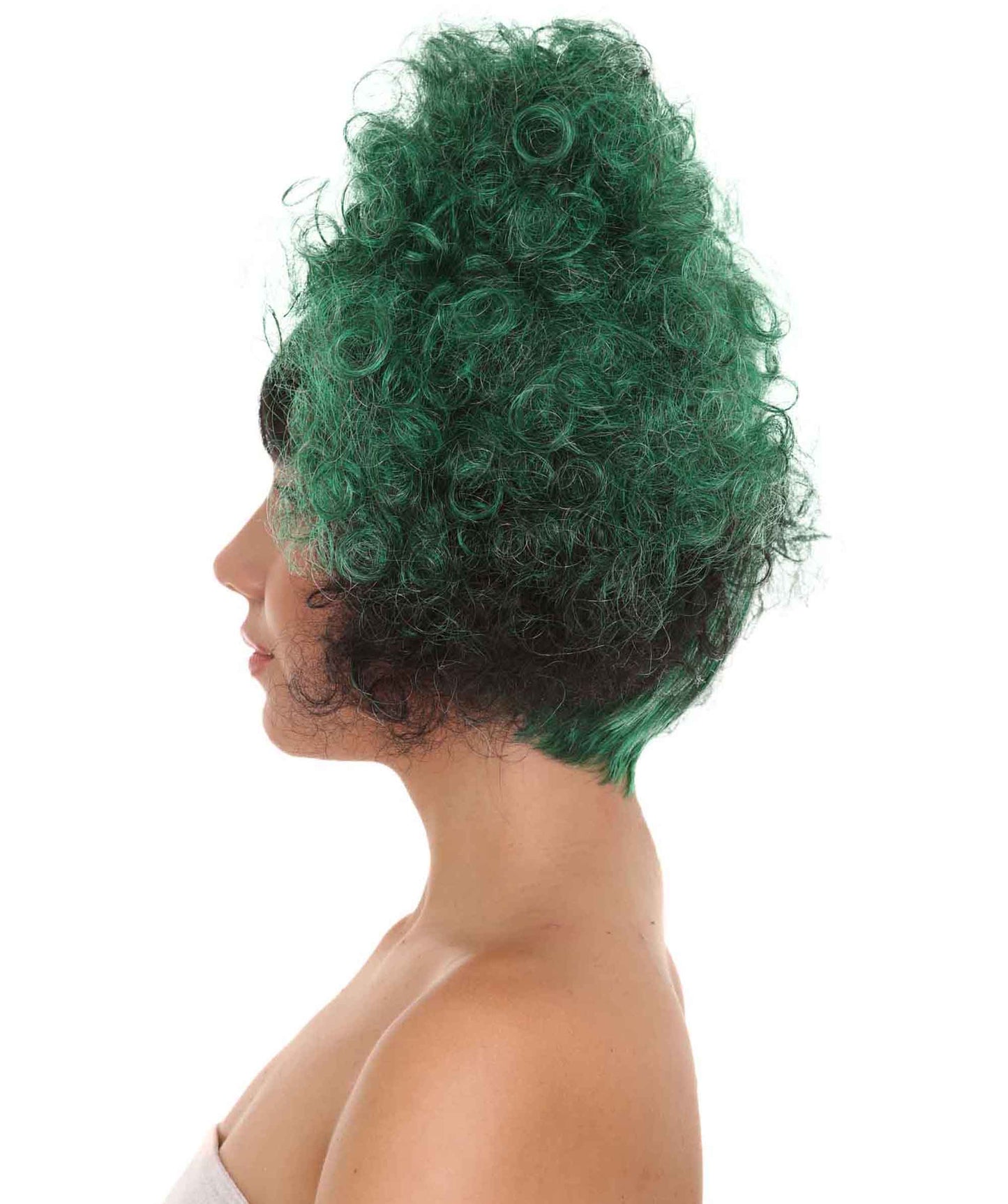 Zombie Afro Puff Unisex Wig | Green Black Sexy Halloween Wigs | Premium Breathable Capless Cap