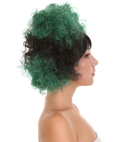 Zombie Afro Puff Unisex Wig | Green Black Sexy Halloween Wigs | Premium Breathable Capless Cap