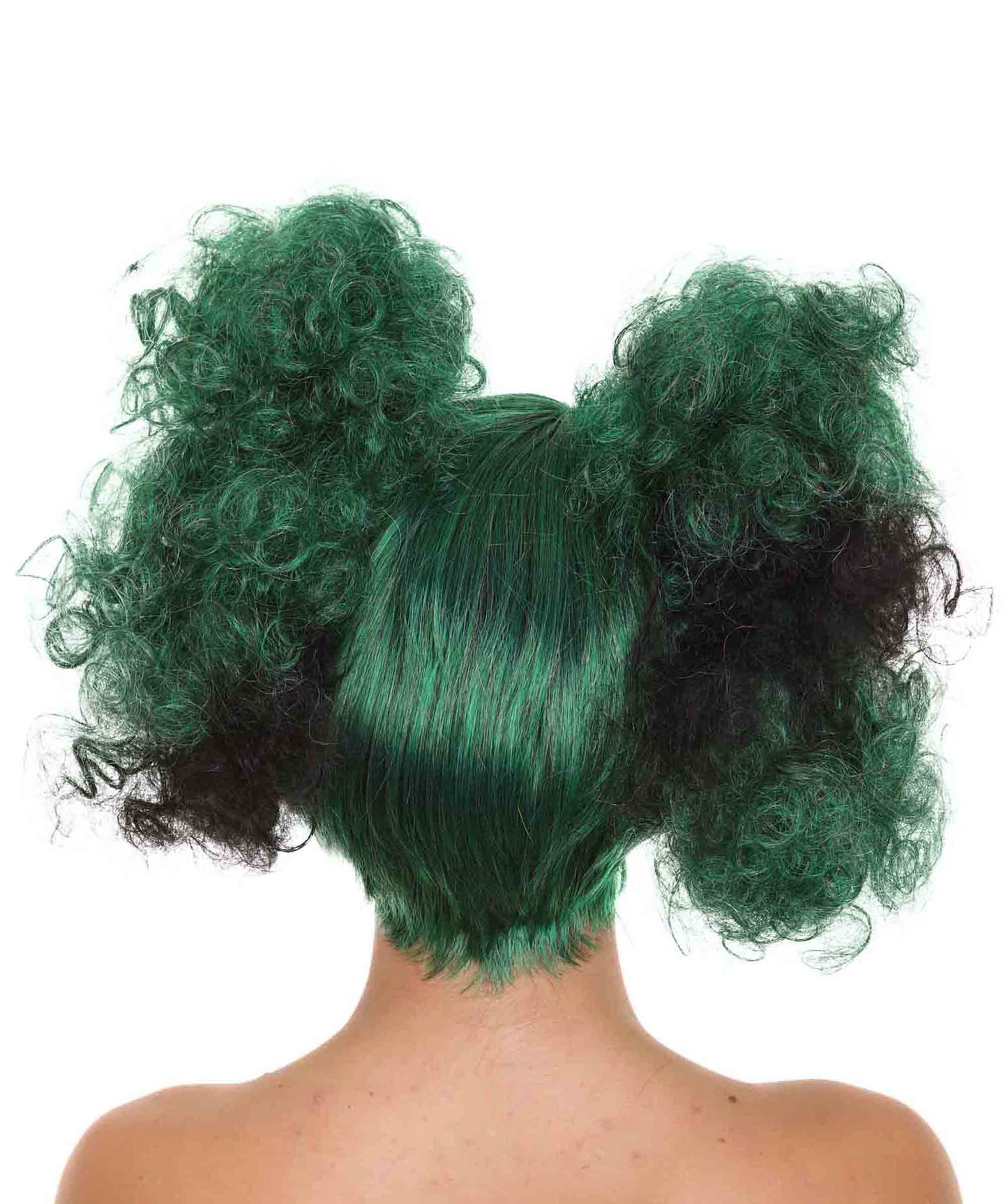 Zombie Afro Puff Unisex Wig | Green Black Sexy Halloween Wigs | Premium Breathable Capless Cap