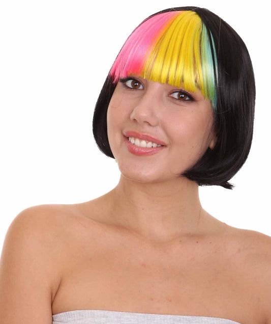 Black Bob with Rainbow Bang Wig