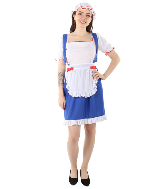 Women's Cheerful Doll Storybook & Fairytale Costume , Blue & White Fancy Costume