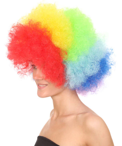 Rainbow Afro Clown Unisex Wig | Colorful LGBT Pride Super Sized Jumbo Wig | Premium Breathable Capless Cap