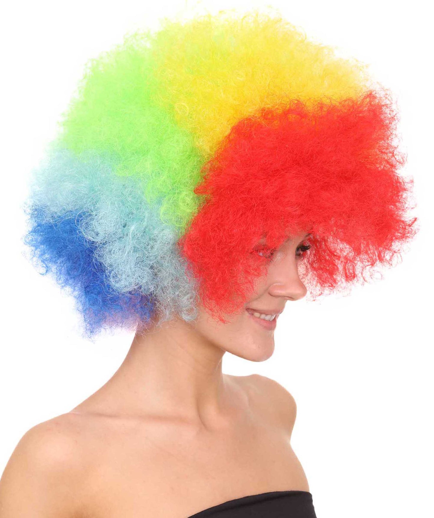 Rainbow Afro Clown Unisex Wig | Colorful LGBT Pride Super Sized Jumbo Wig | Premium Breathable Capless Cap