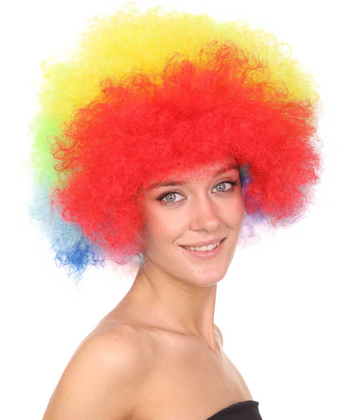 Rainbow Afro Clown Unisex Wig | Colorful LGBT Pride Super Sized Jumbo Wig | Premium Breathable Capless Cap