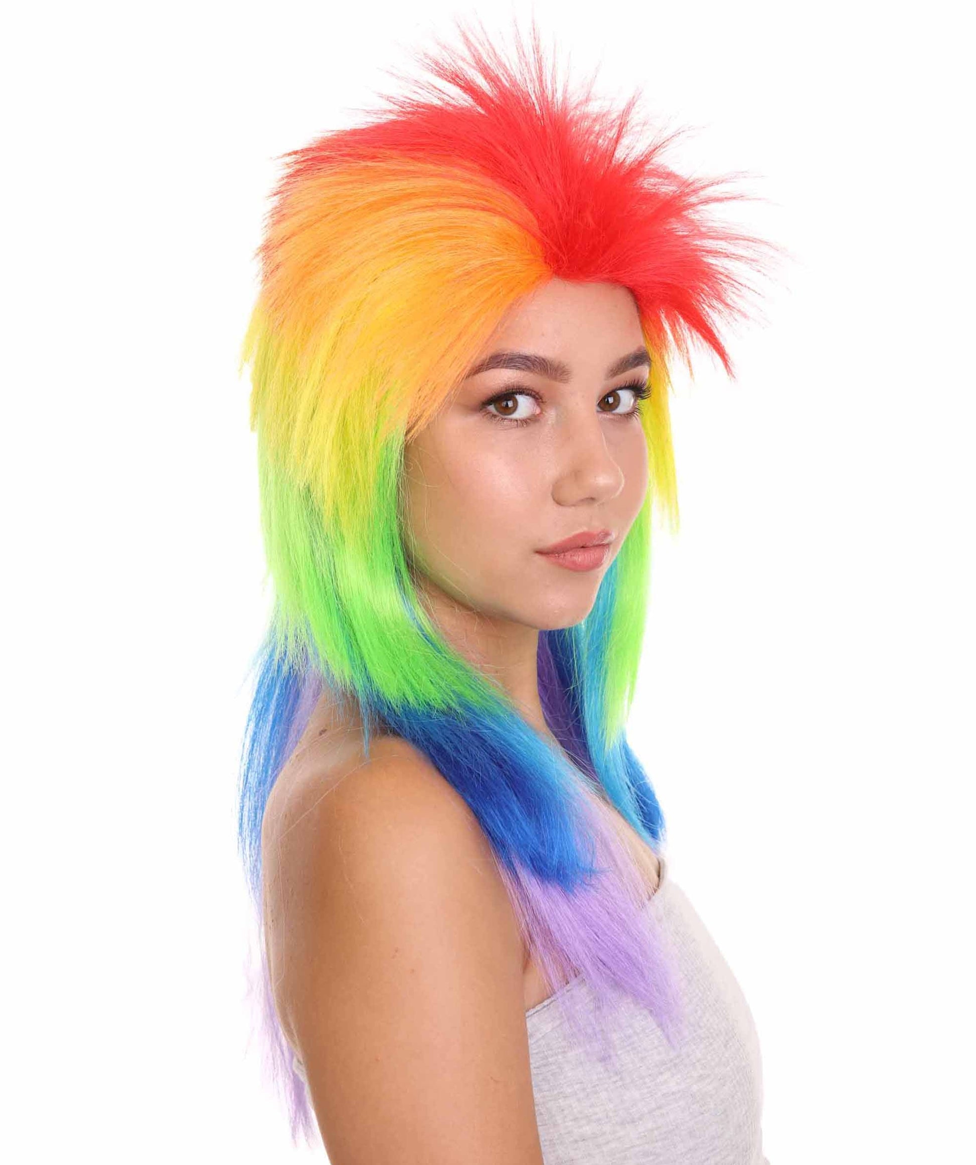 TV/Movie Rainbow Big Mullet Wig