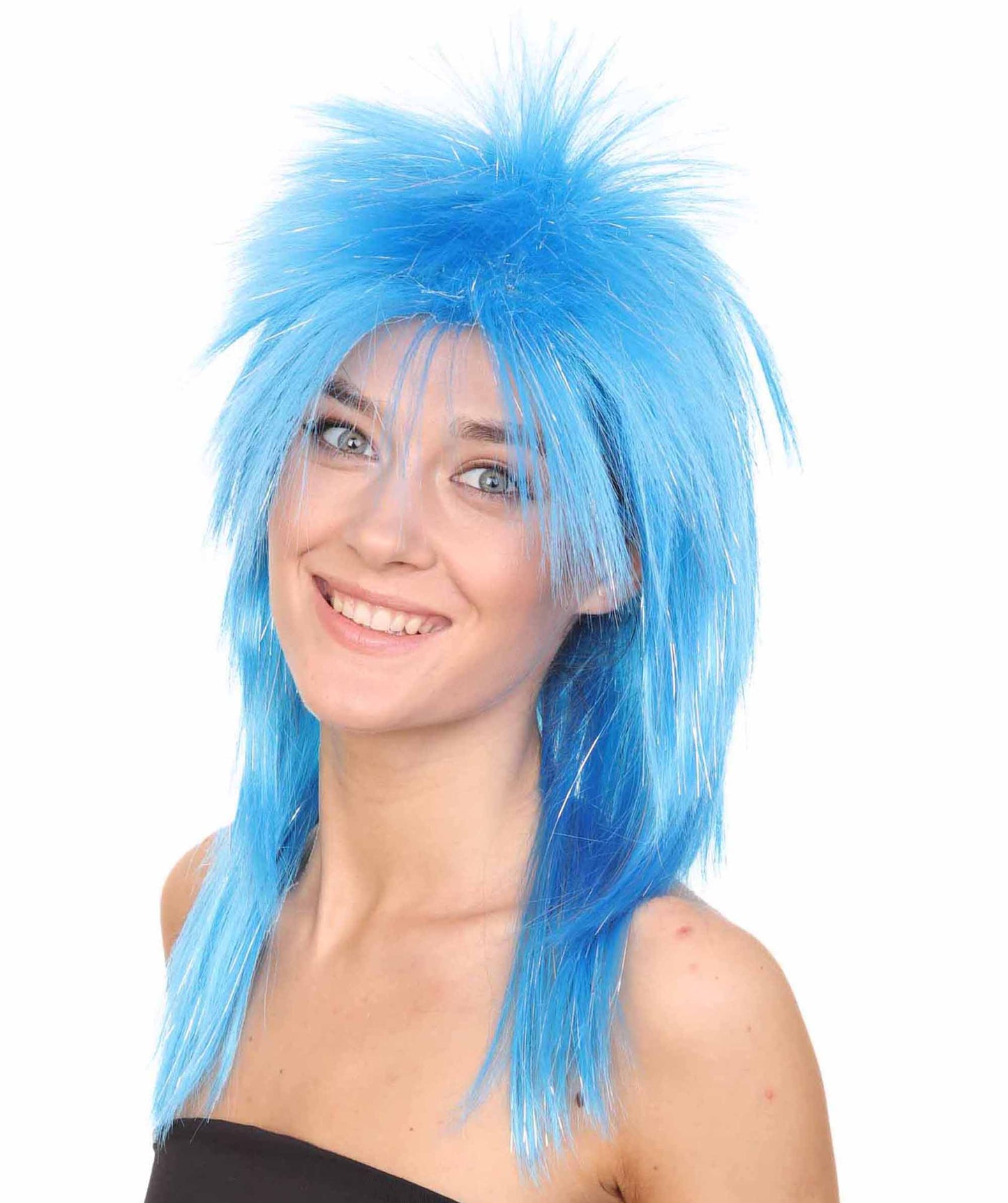 Blue Rocking Diva Tinsel Wig