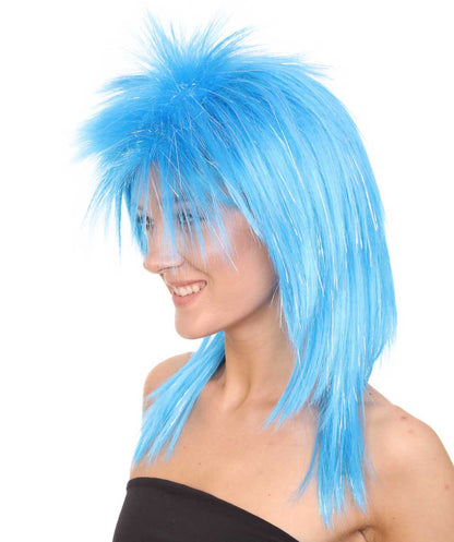 Blue Rocking Diva Tinsel Wig