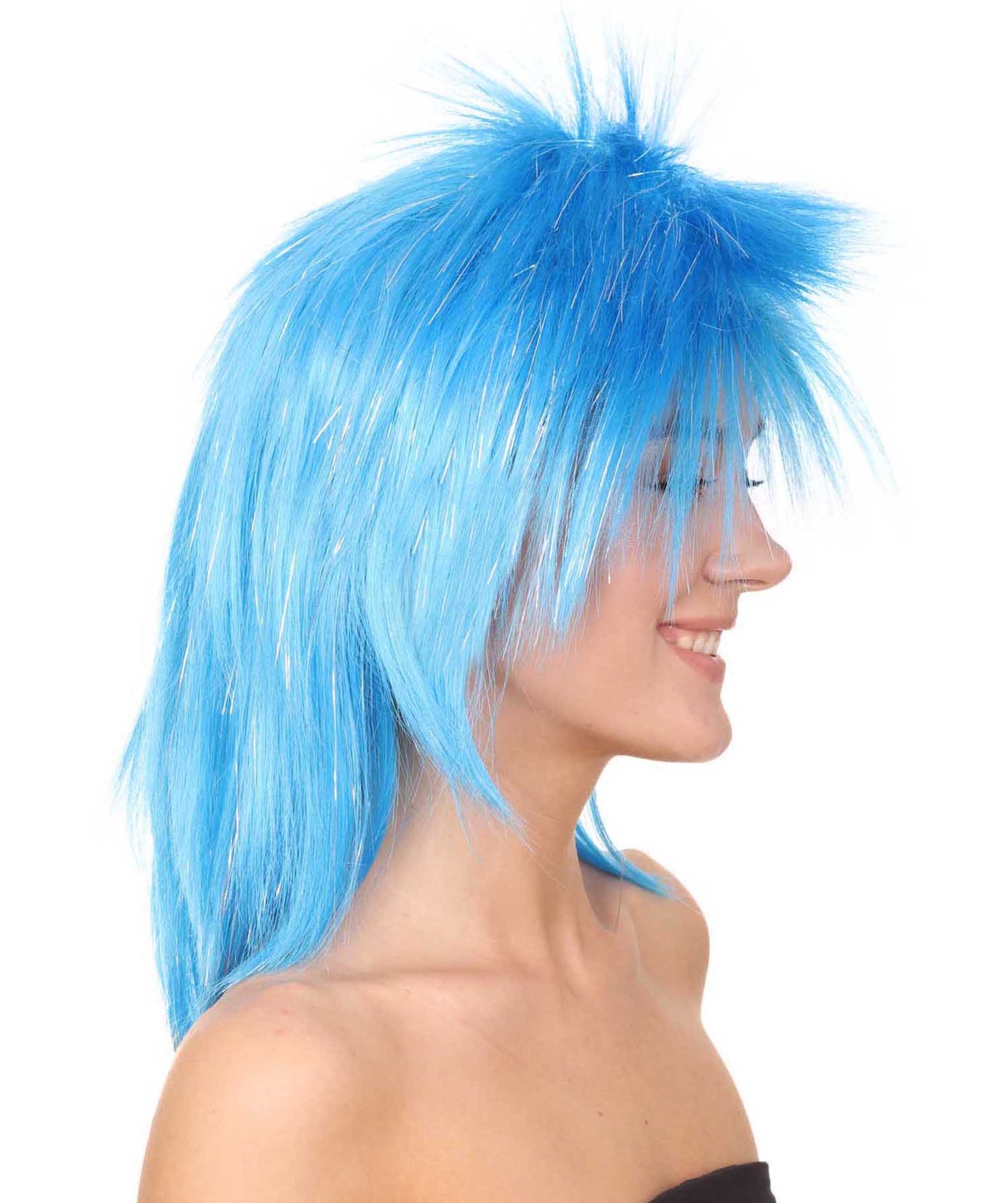 Blue Rocking Diva Tinsel Wig