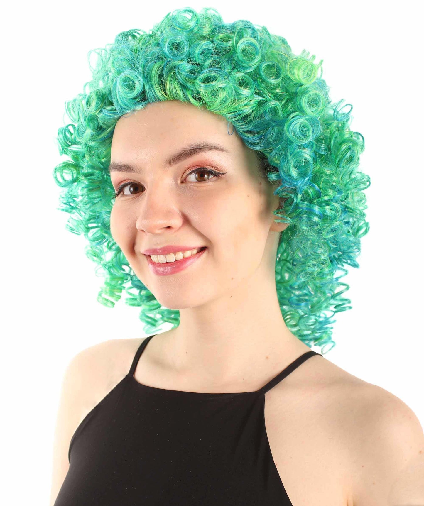 Green Ombre Women's Royalty Queen Curly Wig