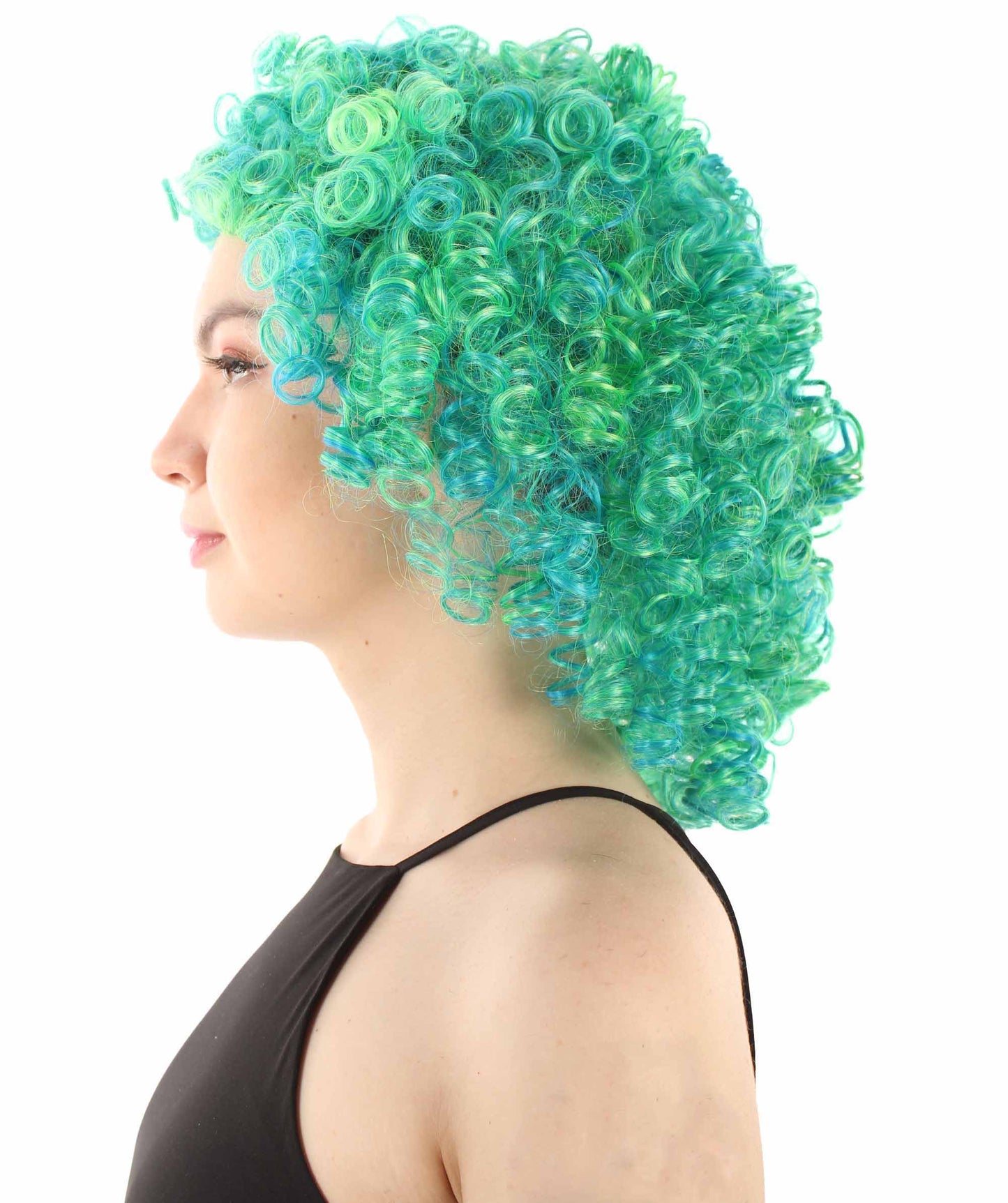 Green Ombre Women's Royalty Queen Curly Wig