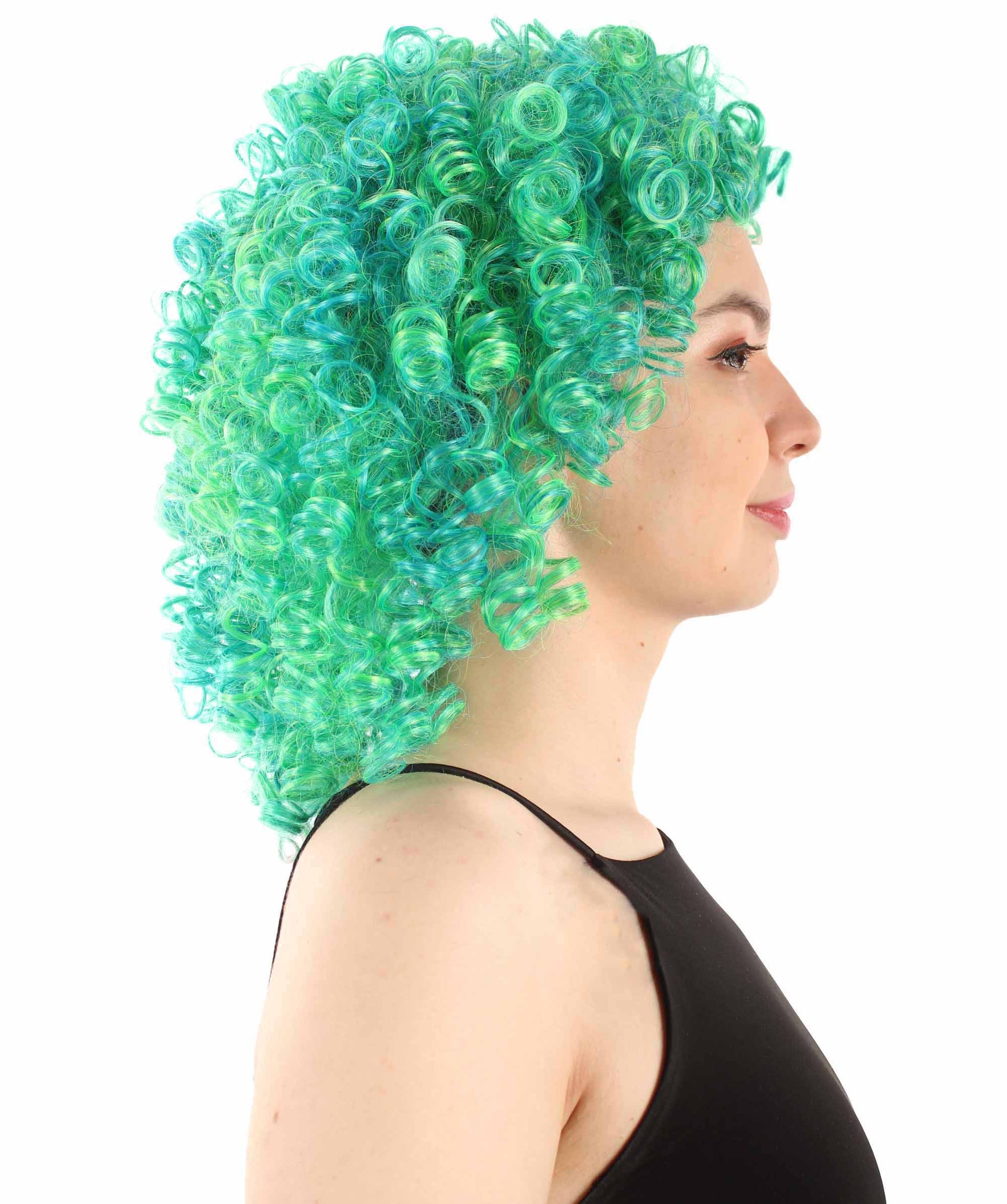 Green Ombre Women's Royalty Queen Curly Wig