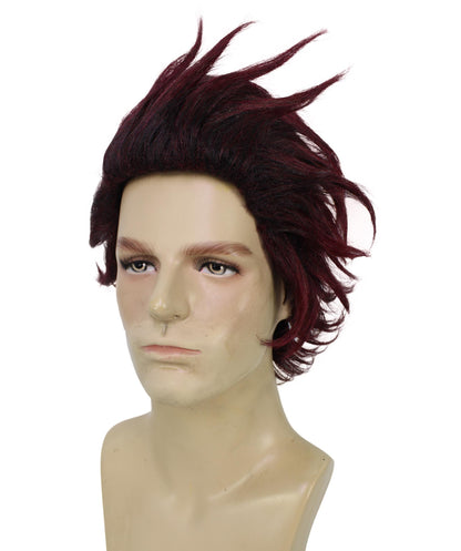 Men's Anime Demon Hunter Dark Red Spiked Wig