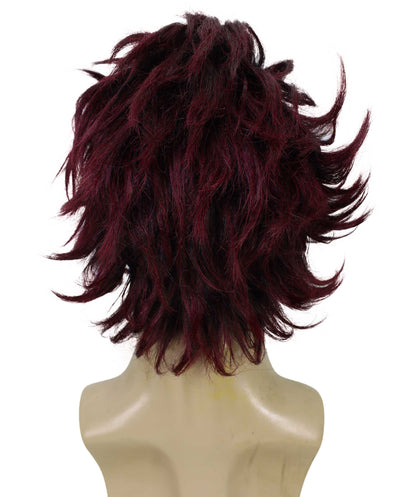 Men's Anime Demon Hunter Dark Red Spiked Wig