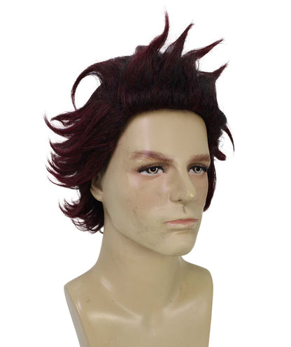 Men's Anime Demon Hunter Dark Red Spiked Wig