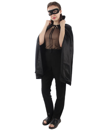 Black Superhero Cape with Mask Set Costume