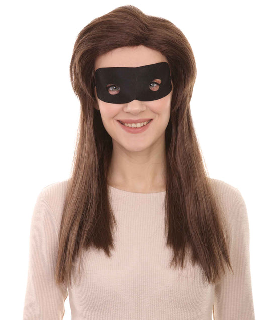 Dark Brown Wig with Mask Set