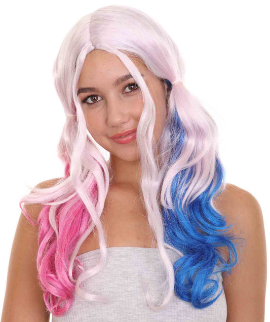 Harley Quinn Villain Wig | Multi-color Fancy Womens Wig | Premium Breathable Capless Cap