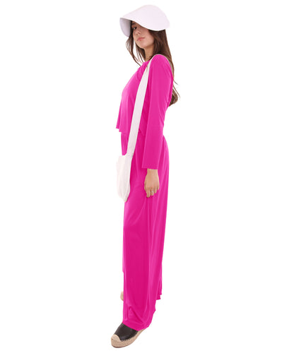 Women's Dress Handmaid Dress with Bag and Bonnet Costume | Fuchsia Fancy Costume