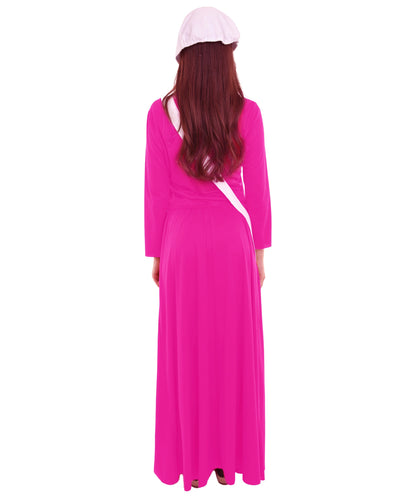 Women's Dress Handmaid Dress with Bag and Bonnet Costume | Fuchsia Fancy Costume