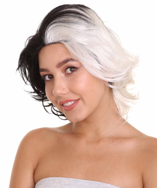 Women's Short Black & White Fancy TV/Movie Fancy Wig.